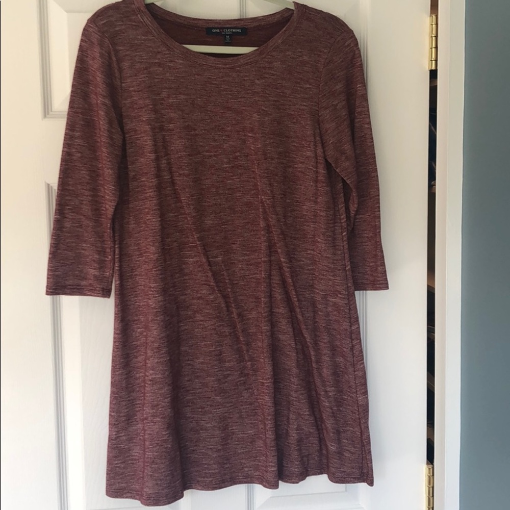 Maroon Long Sleeved T-Shirt Dress